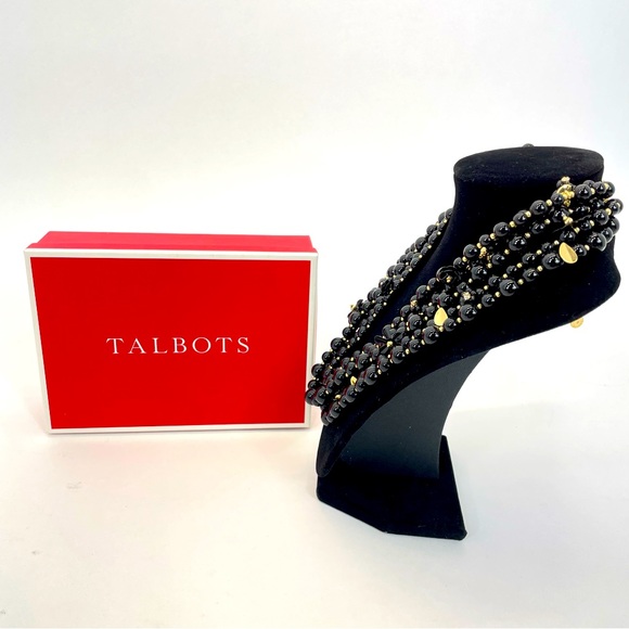 Talbots Black/Gold Multi Strand Necklace - Picture 6 of 13